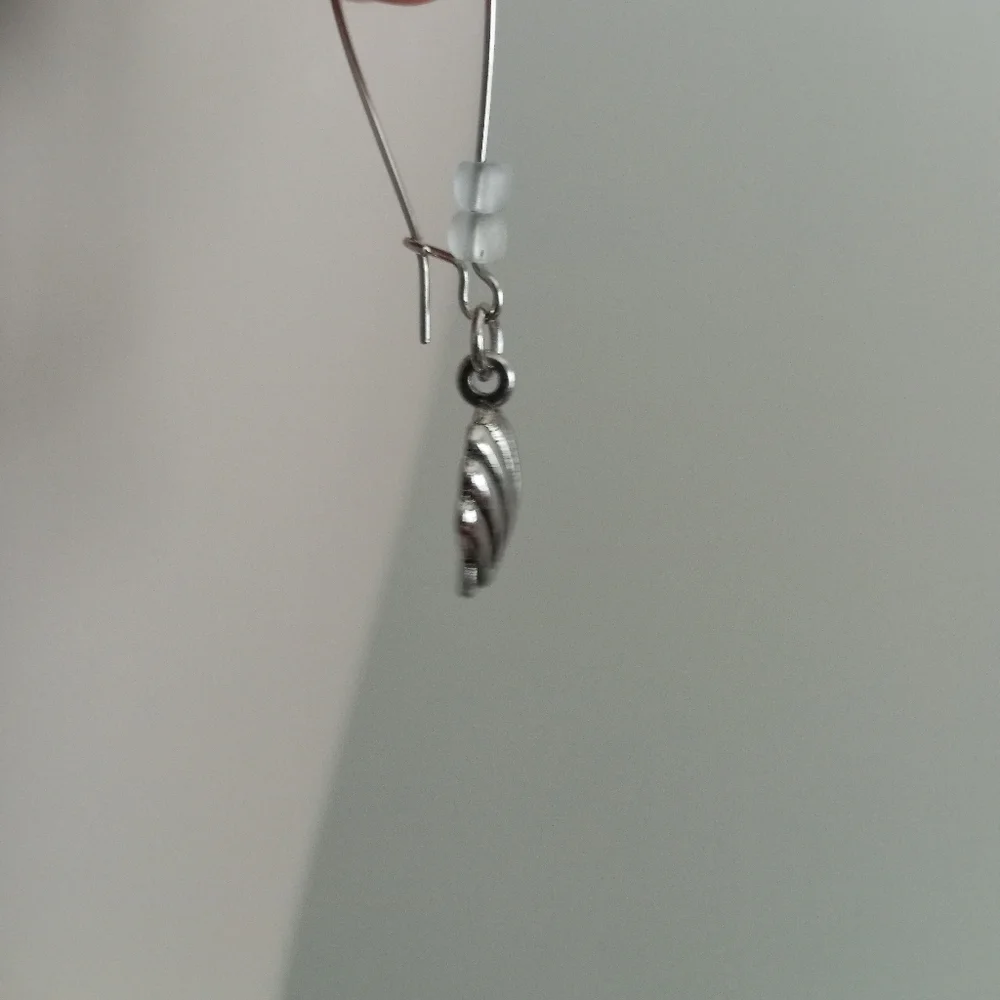 hand crafted Silver plated seashell sea glass dangling statement earrings